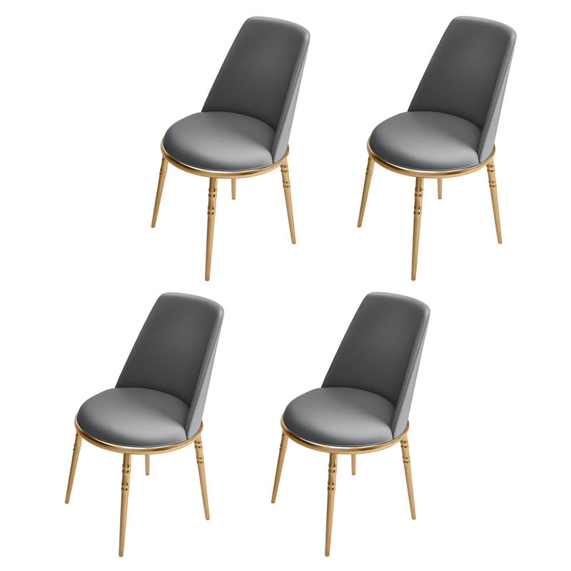 Silla lateral escandinava de piel sintética para el hogar, silla con respaldo sólido sin brazos