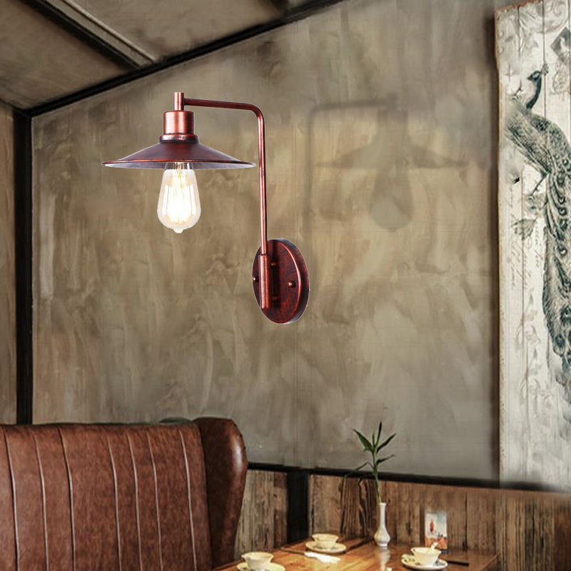 One Bulb Wall Sconce with Cone/Dome/Wide Flare Shade Metal Industrial Dining Room Light Fixture in Copper