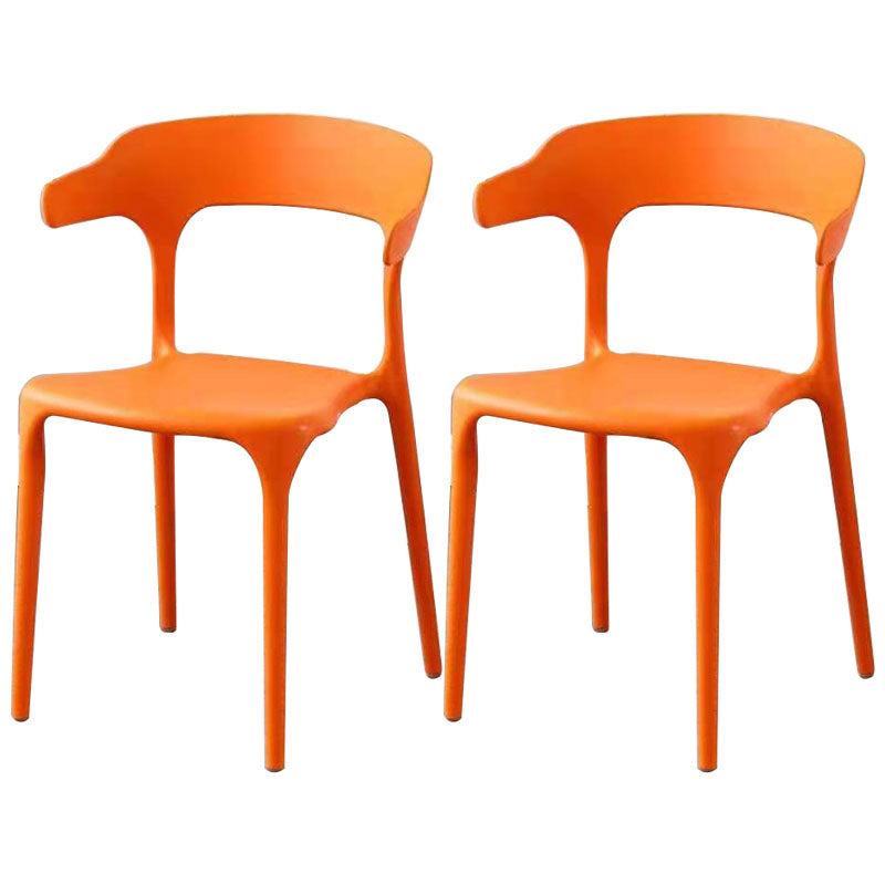 Sillas apilables de estilo moderno, silla con respaldo abierto sin brazos y patas de plástico para cocina