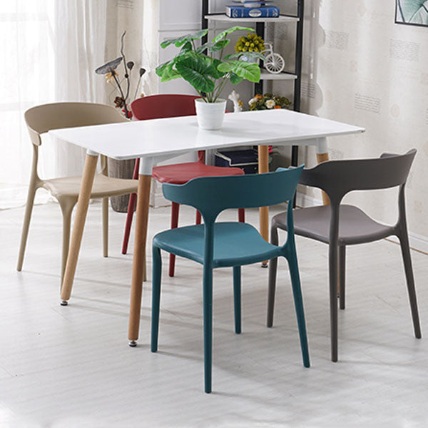 Sillas apilables de estilo moderno, silla con respaldo abierto sin brazos y patas de plástico para cocina
