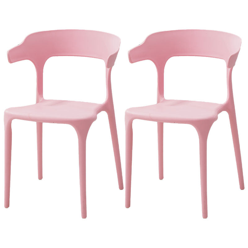 Sillas apilables de estilo moderno, silla con respaldo abierto sin brazos y patas de plástico para cocina
