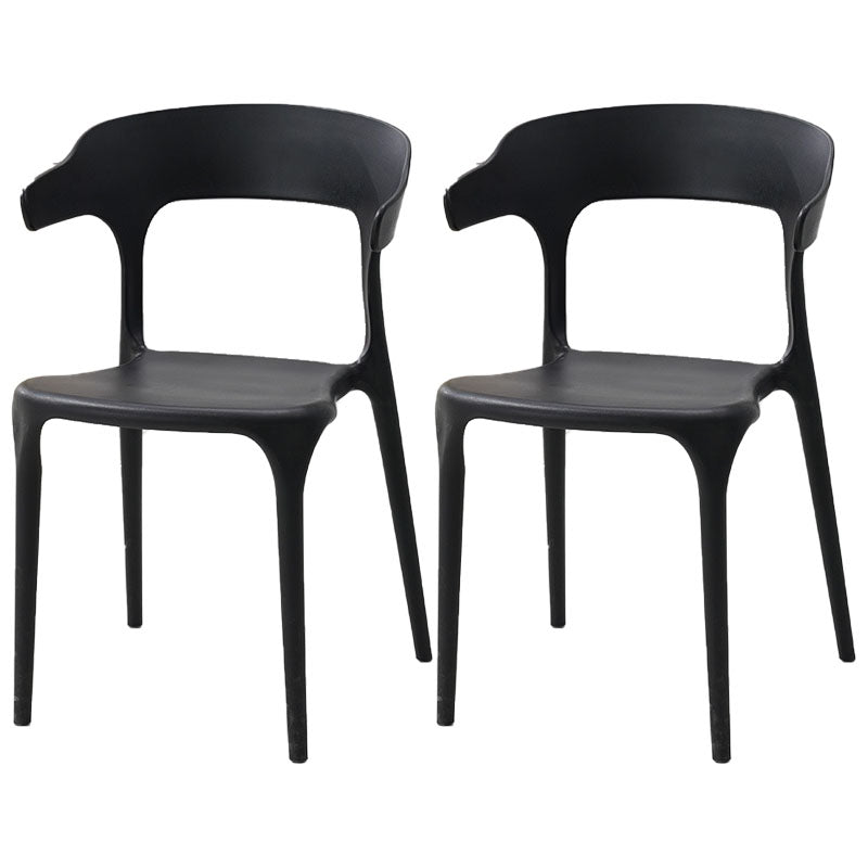 Sillas apilables de estilo moderno, silla con respaldo abierto sin brazos y patas de plástico para cocina