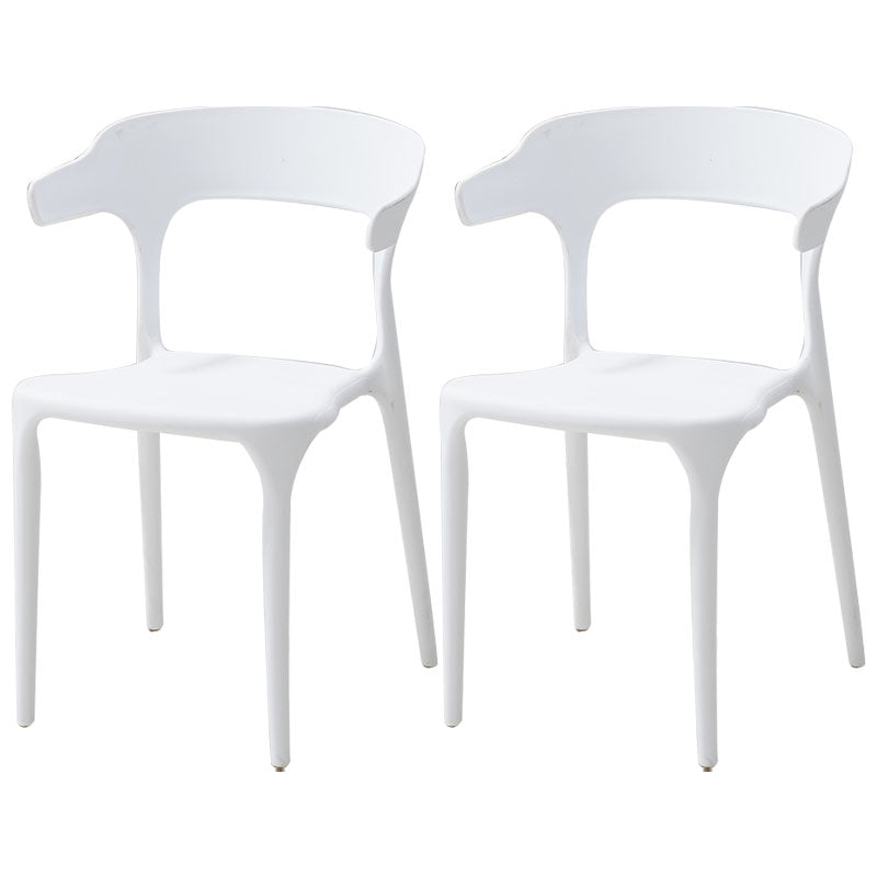 Sillas apilables de estilo moderno, silla con respaldo abierto sin brazos y patas de plástico para cocina