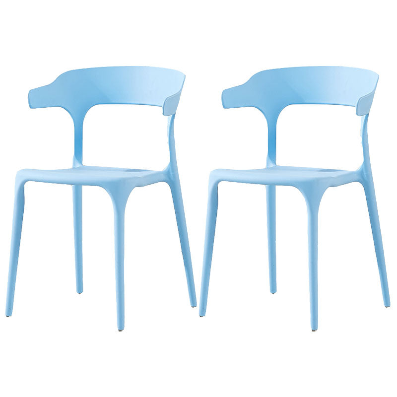 Sillas apilables de estilo moderno, silla con respaldo abierto sin brazos y patas de plástico para cocina
