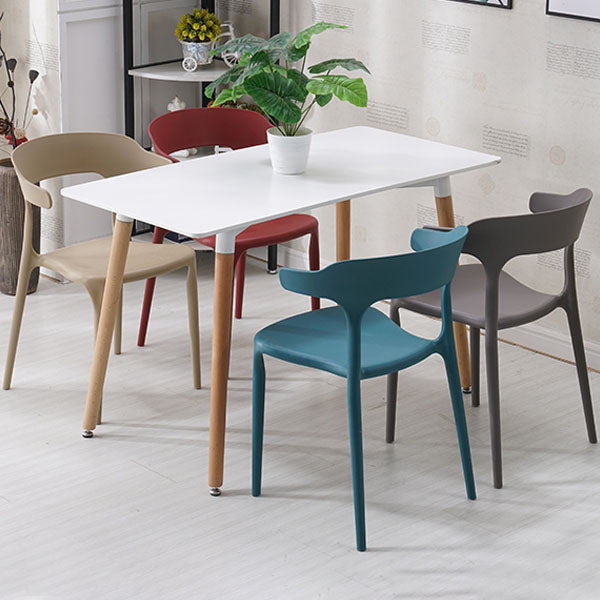 Sillas apilables de estilo moderno, silla con respaldo abierto sin brazos y patas de plástico para cocina