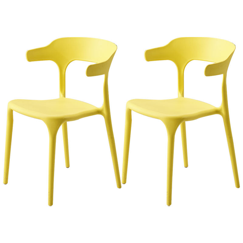 Sillas apilables de estilo moderno, silla con respaldo abierto sin brazos y patas de plástico para cocina