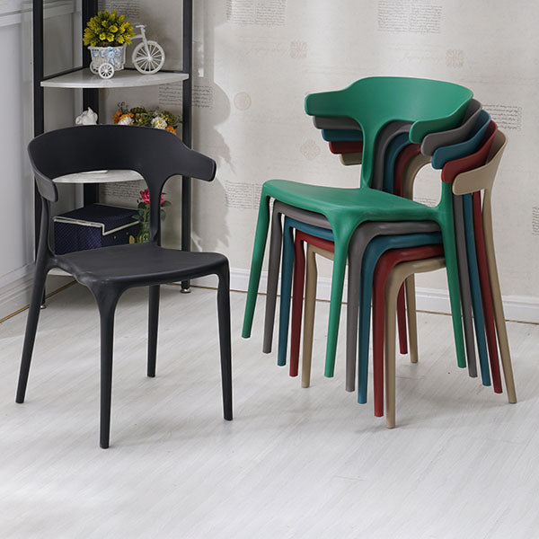Sillas apilables de estilo moderno, silla con respaldo abierto sin brazos y patas de plástico para cocina