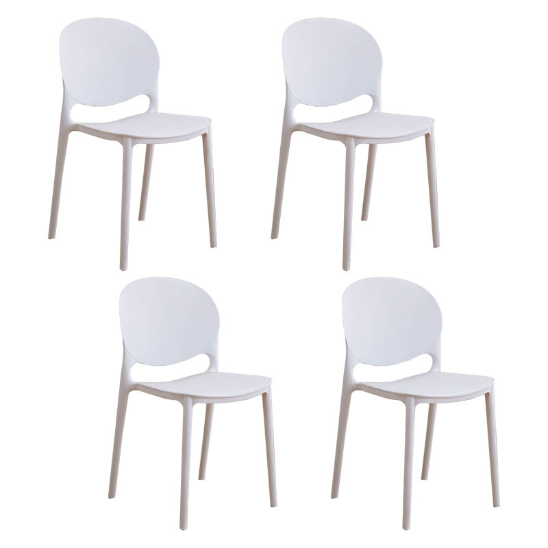 Silla apilable de estilo moderno, silla con respaldo abierto sin brazos y patas de plástico para cocina
