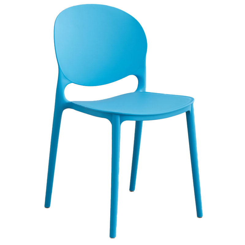 Silla apilable de estilo moderno, silla con respaldo abierto sin brazos y patas de plástico para cocina