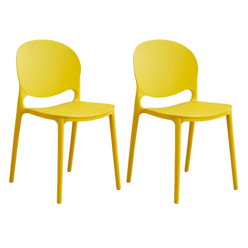 Silla apilable de estilo moderno, silla con respaldo abierto sin brazos y patas de plástico para cocina