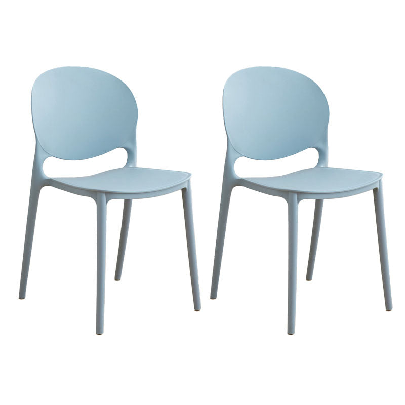 Silla apilable de estilo moderno, silla con respaldo abierto sin brazos y patas de plástico para cocina