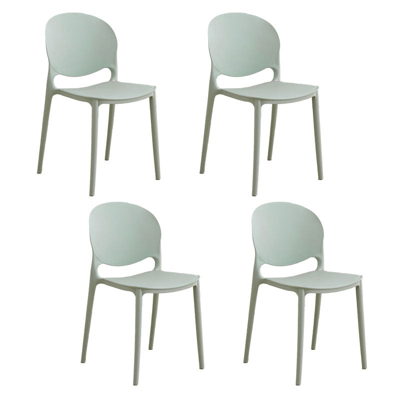Silla apilable de estilo moderno, silla con respaldo abierto sin brazos y patas de plástico para cocina