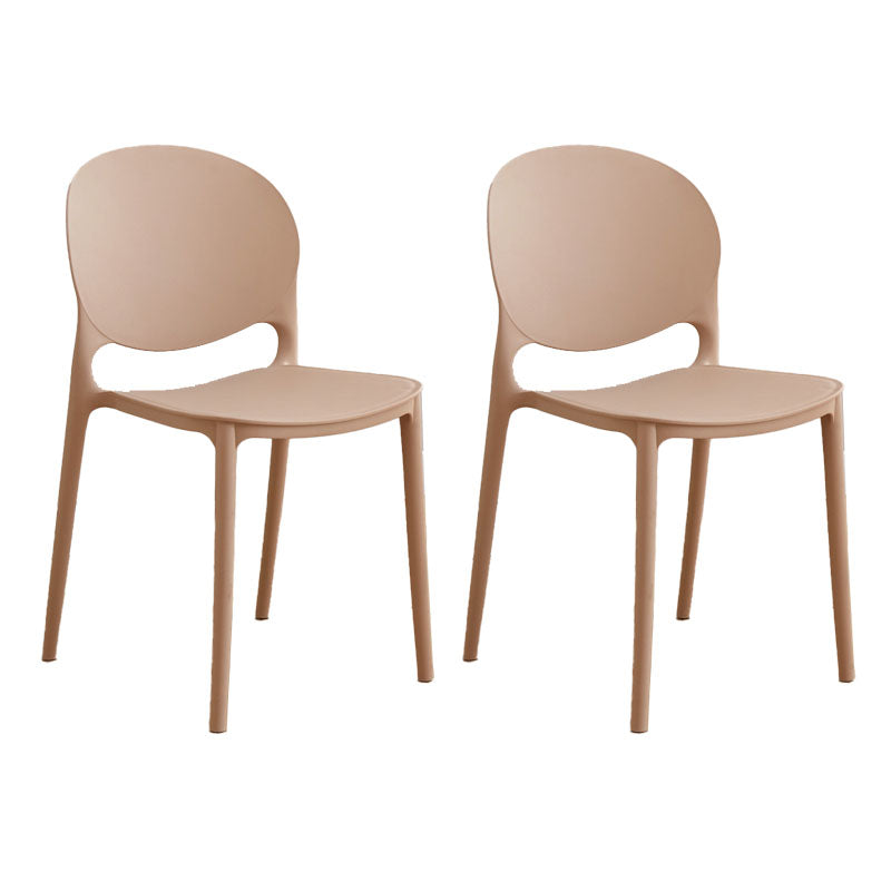 Silla apilable de estilo moderno, silla con respaldo abierto sin brazos y patas de plástico para cocina