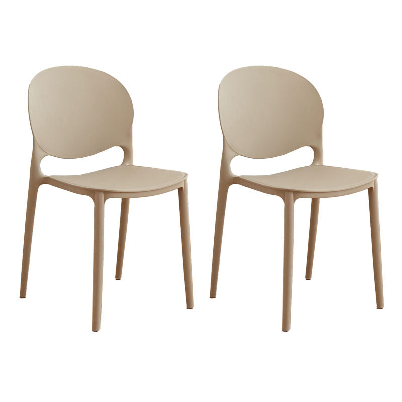 Silla apilable de estilo moderno, silla con respaldo abierto sin brazos y patas de plástico para cocina