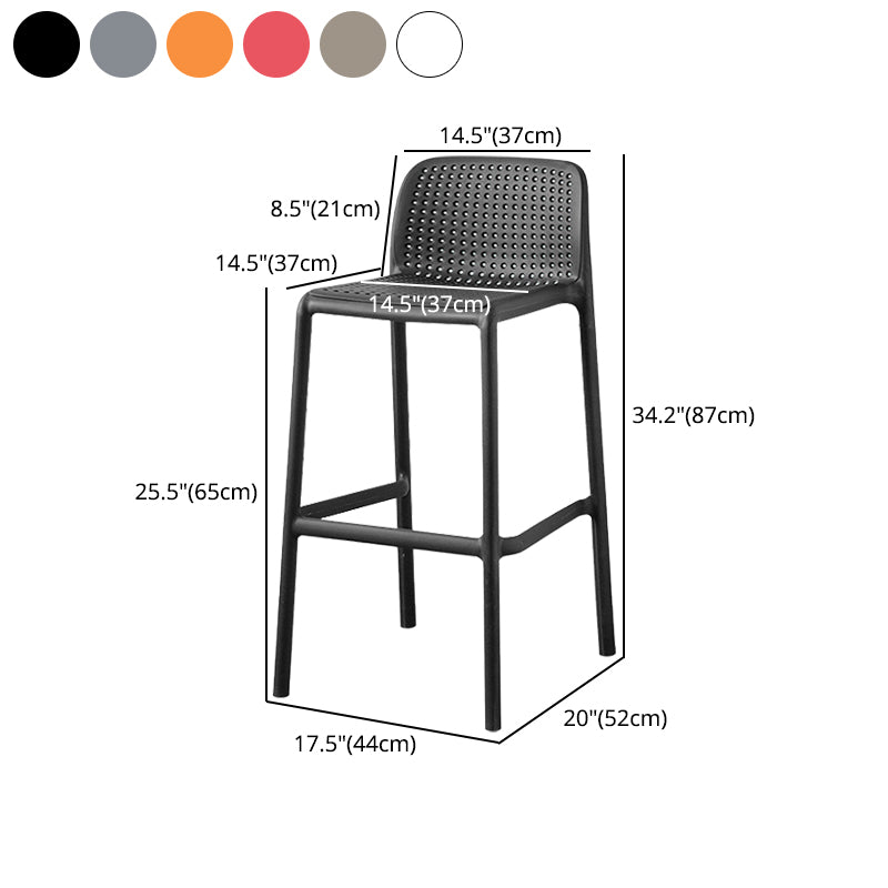 Scandinavian Plastic Dining Room Armless Stool Low Back Bar Stool for Kitchen