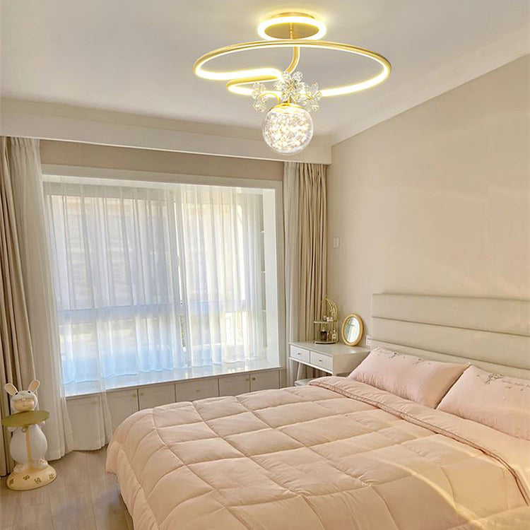 Lámpara de techo LED de forma de bola Montaje moderno de 3 luces para el estudio de dormitorio