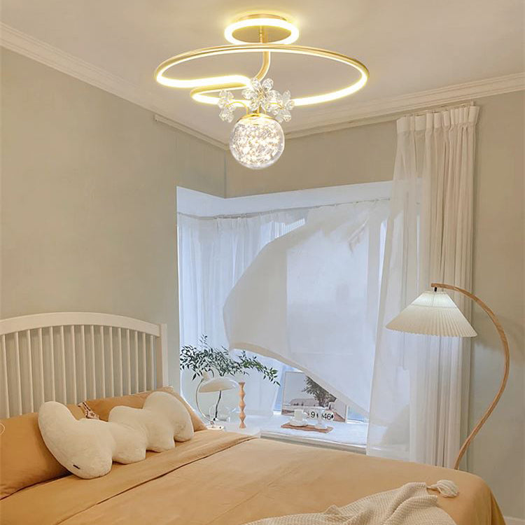Lámpara de techo LED de forma de bola Montaje moderno de 3 luces para el estudio de dormitorio