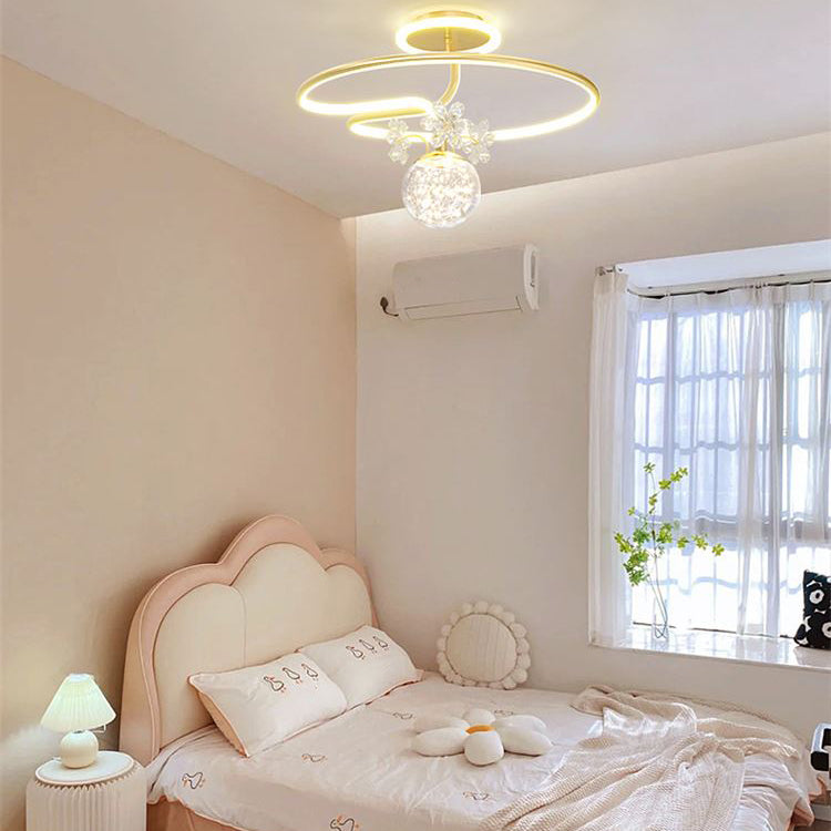 Lámpara de techo LED de forma de bola Montaje moderno de 3 luces para el estudio de dormitorio