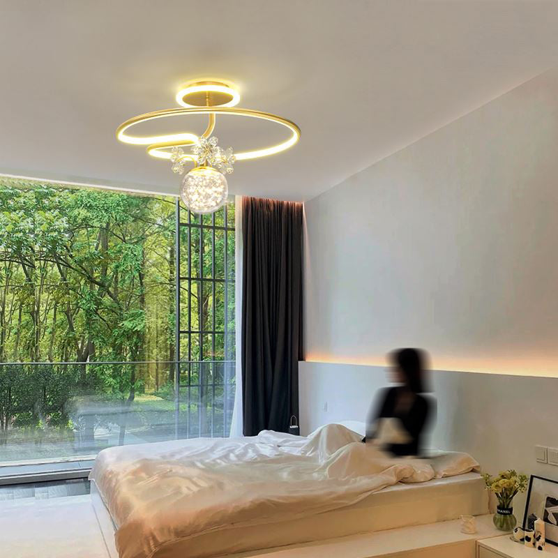 Lámpara de techo LED de forma de bola Montaje moderno de 3 luces para el estudio de dormitorio