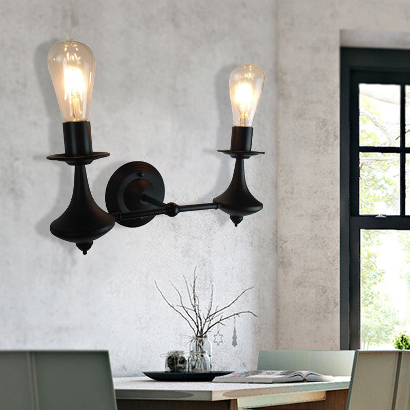 Metal Exposed Bulb Wall Lighting Industrial 1/2 Light Dining Room Sconce Light Fixture