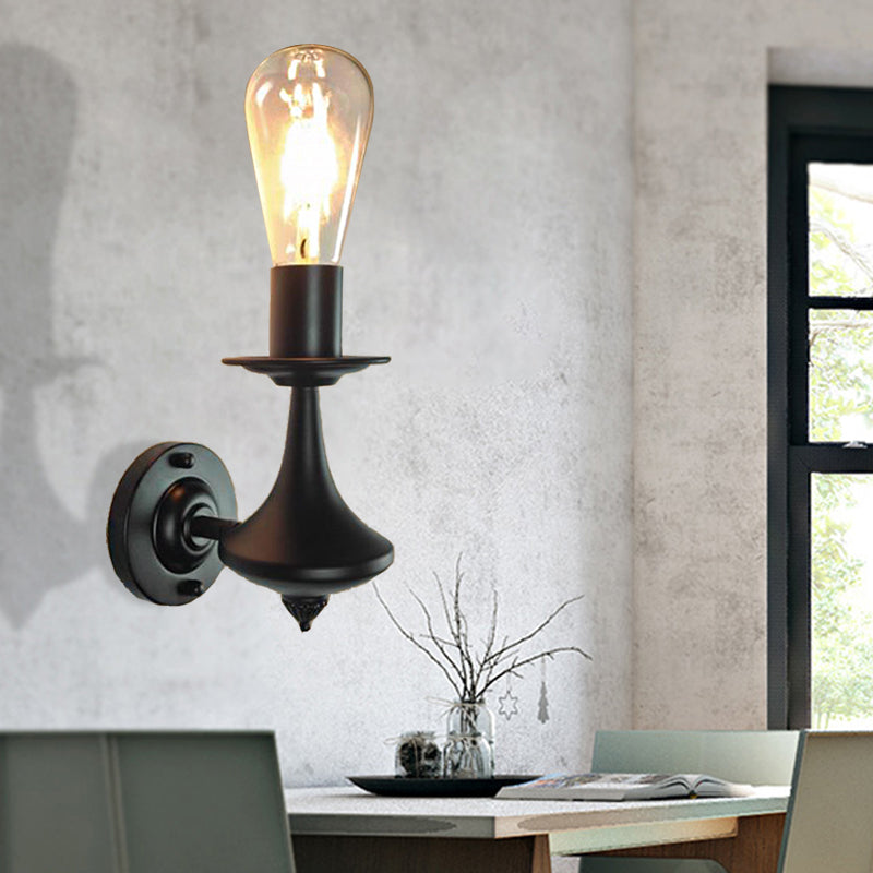 Metal Exposed Bulb Wall Lighting Industrial 1/2 Light Dining Room Sconce Light Fixture