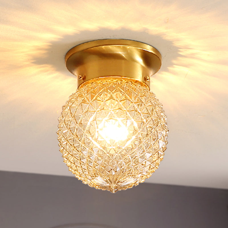 Colonial Style Geometry Ceiling Fixture Metal 1 Light Ceiling Lighting in Bronze