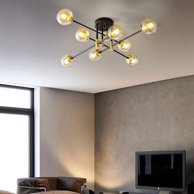 Glass Ball Shape Flush Ceiling Light Modern Style Multi Lights Flush Mount Lighting