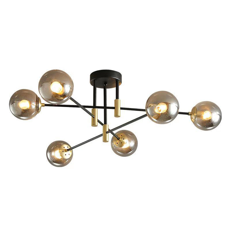 Glass Ball Shape Flush Ceiling Light Modern Style Multi Lights Flush Mount Lighting