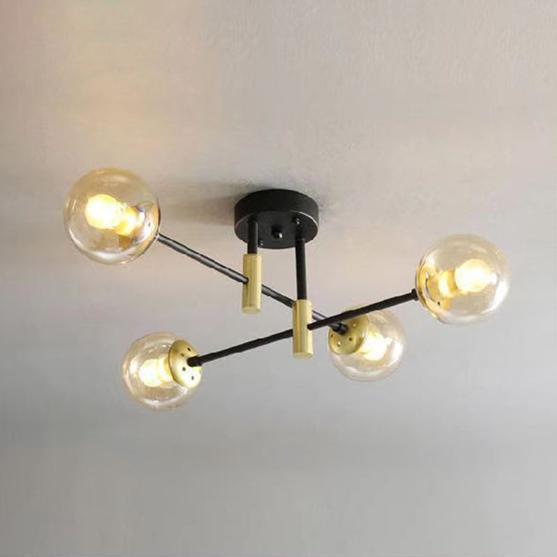 Glass Ball Shape Flush Ceiling Light Modern Style Multi Lights Flush Mount Lighting