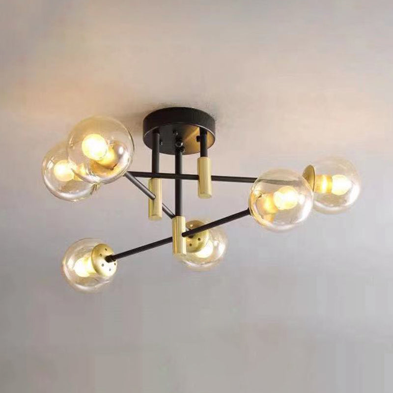 Glass Ball Shape Flush Ceiling Light Modern Style Multi Lights Flush Mount Lighting