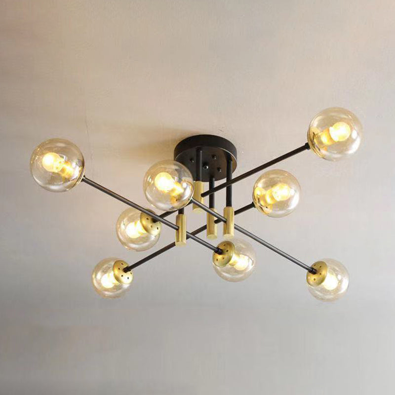 Glass Ball Shape Flush Ceiling Light Modern Style Multi Lights Flush Mount Lighting