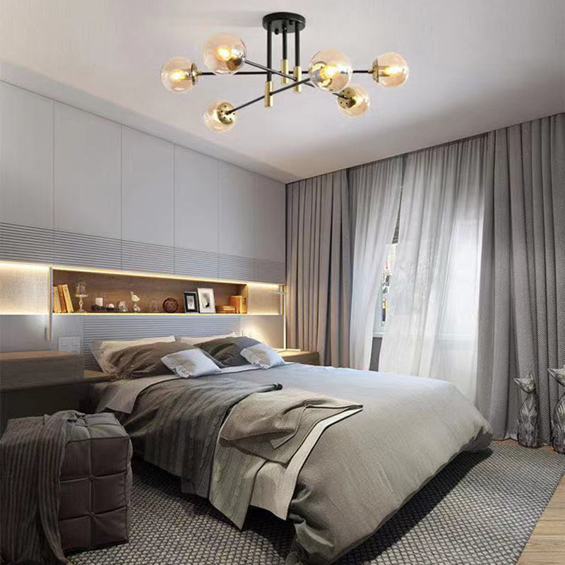 Glass Ball Shape Flush Ceiling Light Modern Style Multi Lights Flush Mount Lighting
