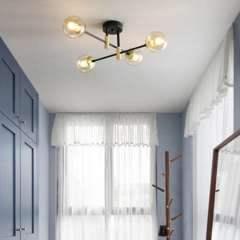 Glass Ball Shape Flush Ceiling Light Modern Style Multi Lights Flush Mount Lighting