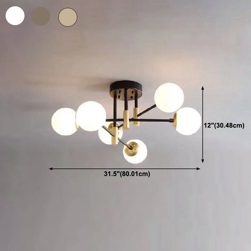 Glass Ball Shape Flush Ceiling Light Modern Style Multi Lights Flush Mount Lighting