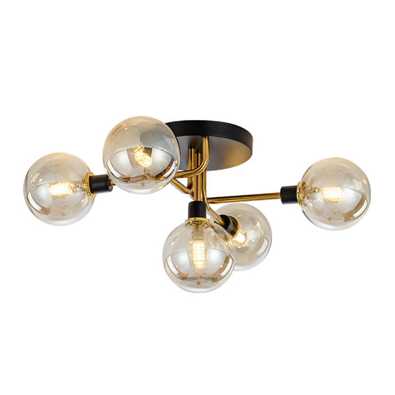 Luz de techo de bola de vidrio Luz de montaje de semi descarga posmoderna para sala de estar para sala de estar