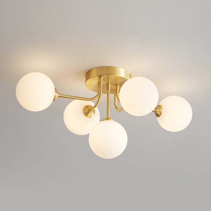 Luz de techo de bola de vidrio Luz de montaje de semi descarga posmoderna para sala de estar para sala de estar