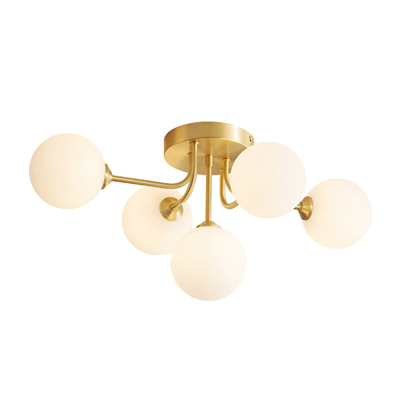 Luz de techo de bola de vidrio Luz de montaje de semi descarga posmoderna para sala de estar para sala de estar