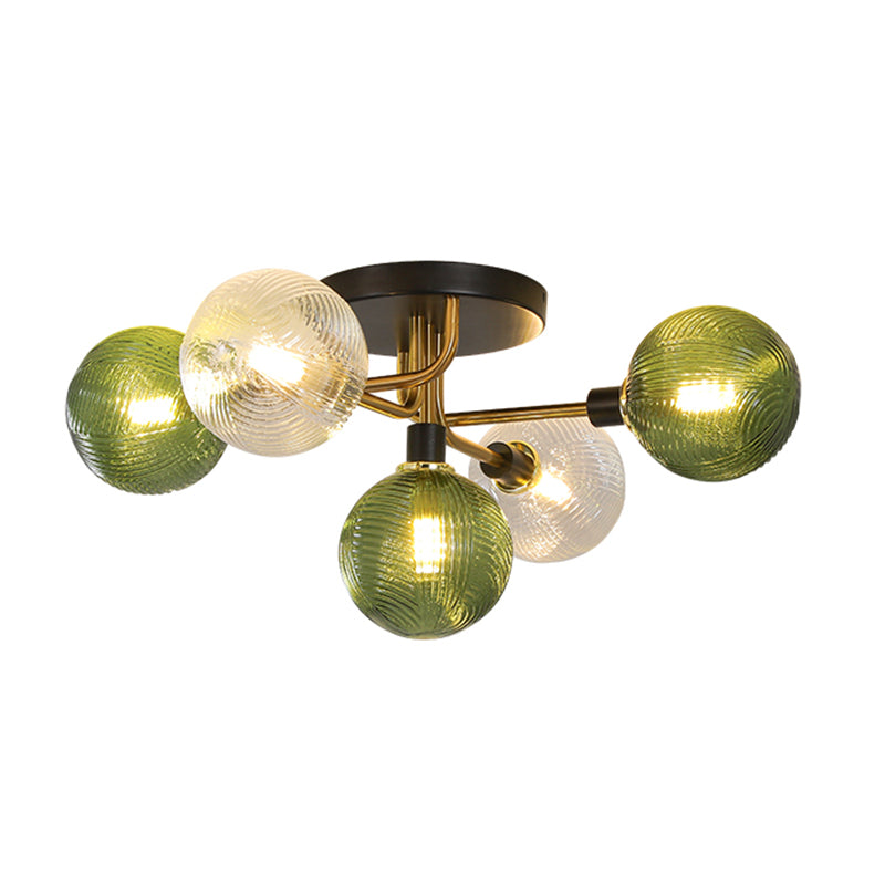 Luz de techo de bola de vidrio Luz de montaje de semi descarga posmoderna para sala de estar para sala de estar