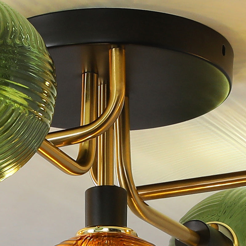 Luz de techo de bola de vidrio Luz de montaje de semi descarga posmoderna para sala de estar para sala de estar