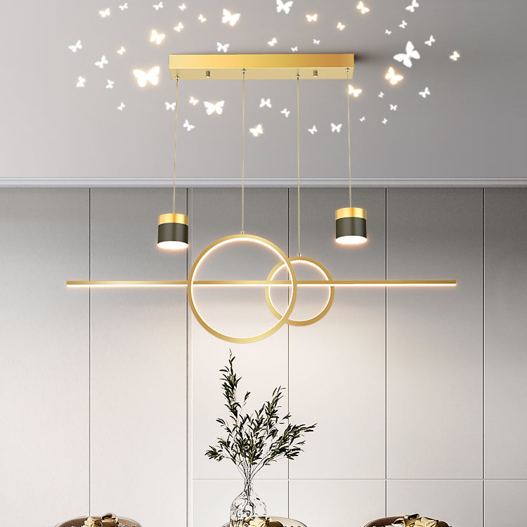 Modern Metal Island Light Geométrica 5 luces LED Island Colgante para comedor