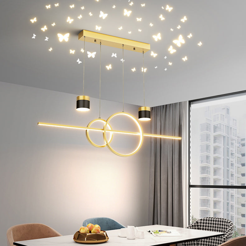 Modern Metal Island Light Geométrica 5 luces LED Island Colgante para comedor