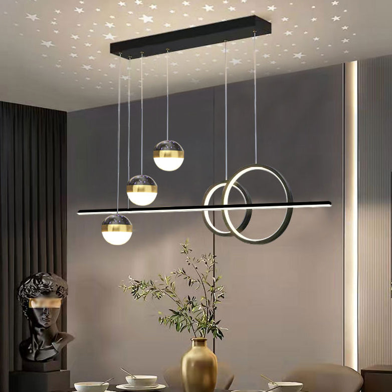 Luz de metal moderna Geométrica Geométrica 6 luces LED Island Colgante para sala de estar