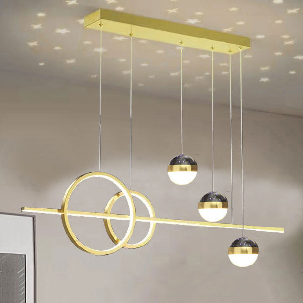 Luz de metal moderna Geométrica Geométrica 6 luces LED Island Colgante para sala de estar