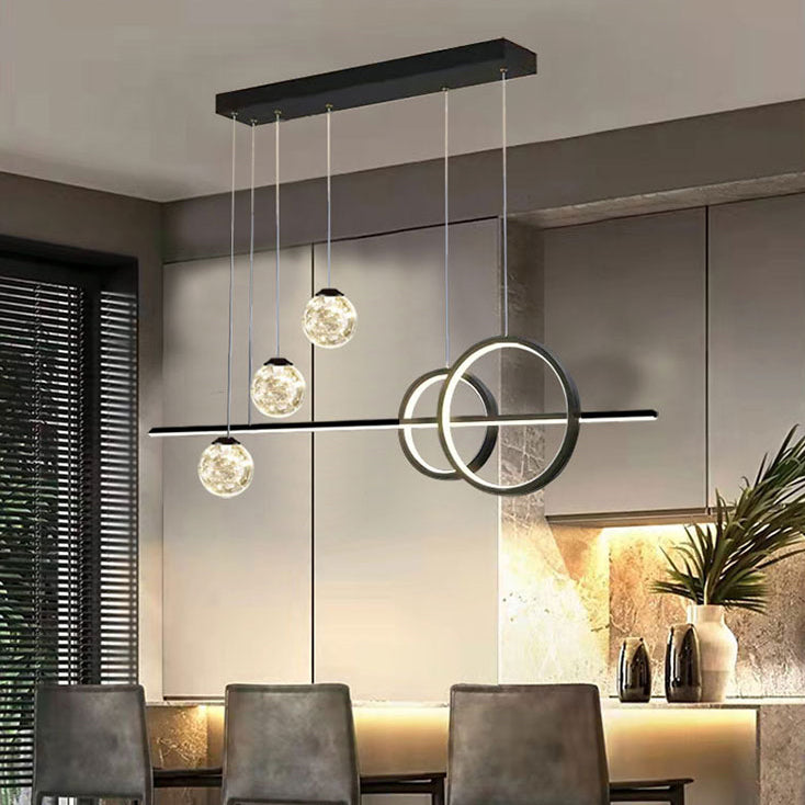 Luz de metal moderna Geométrica Geométrica 6 luces LED Island Colgante para sala de estar