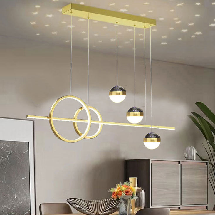 Luz de metal moderna Geométrica Geométrica 6 luces LED Island Colgante para sala de estar