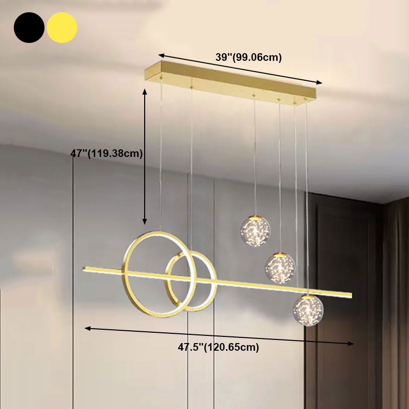 Luz de metal moderna Geométrica Geométrica 6 luces LED Island Colgante para sala de estar