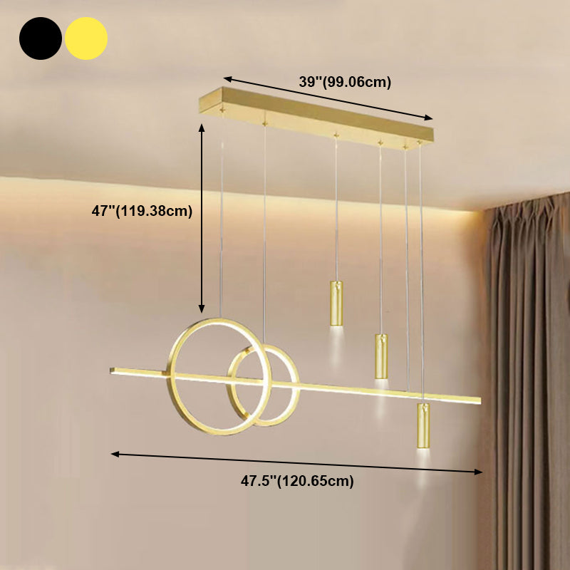 Luz de metal moderna Geométrica Geométrica 6 luces LED Island Colgante para sala de estar