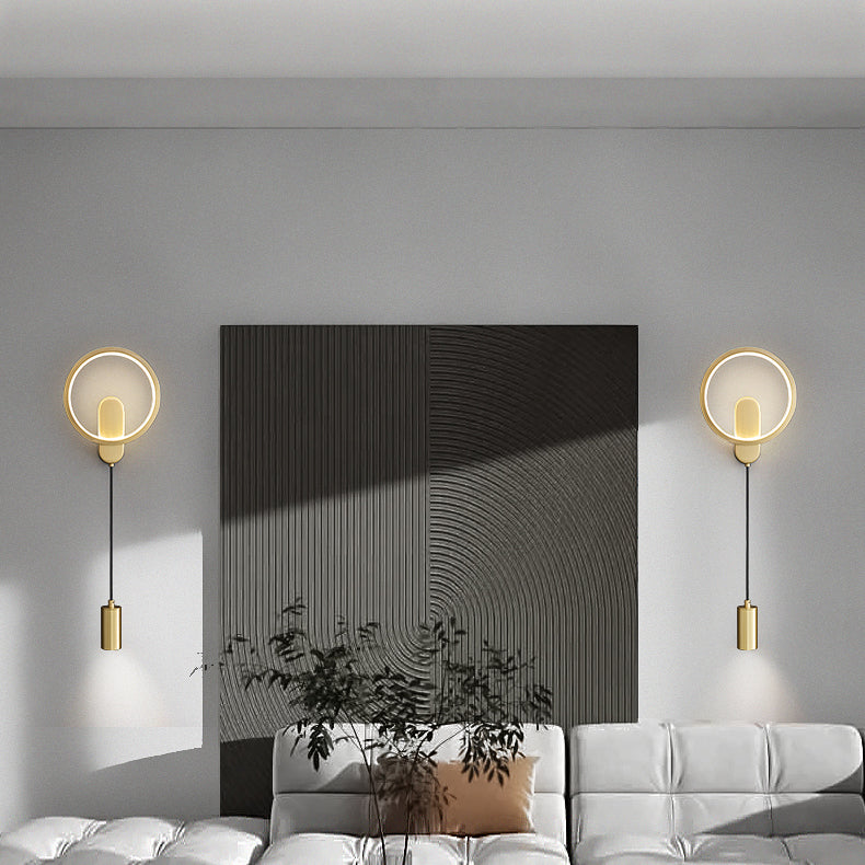 Luz de pared LED de latón moderna Geométrica 31 "Disconámbate de pared de alta lectura para sala de estar