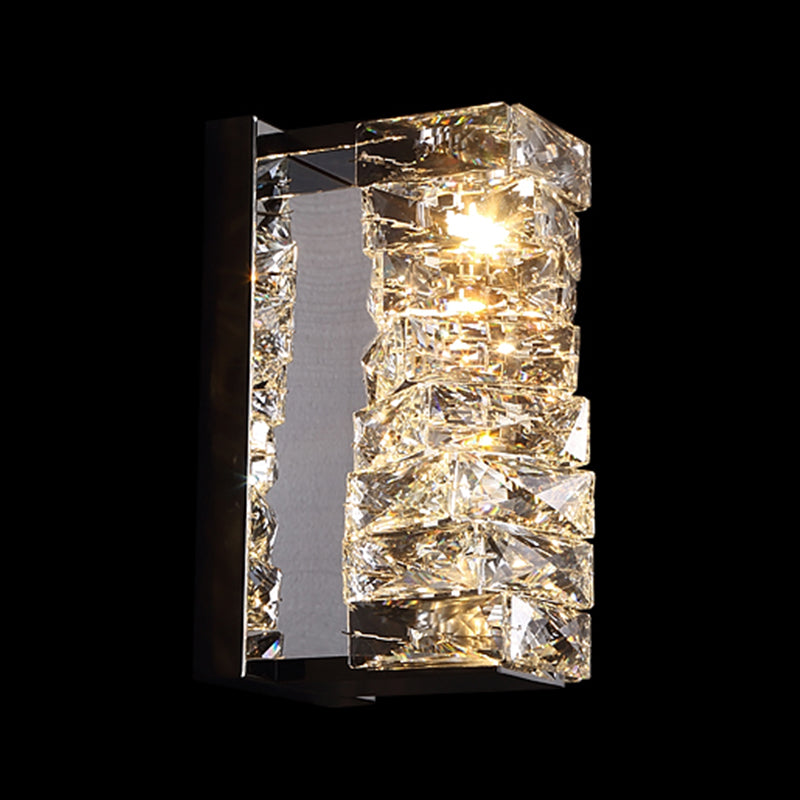 Luz de pared de acero inoxidable moderna Luz de pared geométrica apliques con cristal para sala de estar