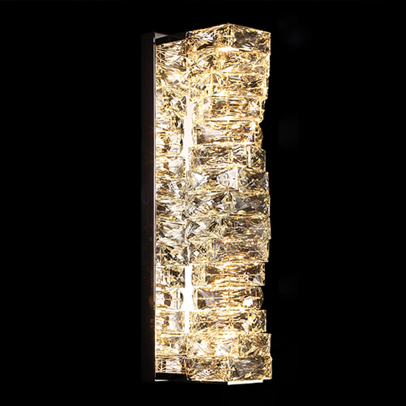 Luz de pared de acero inoxidable moderna Luz de pared geométrica apliques con cristal para sala de estar